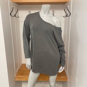 Soft Surroundings Gray Exposed Zipper Back Sweater